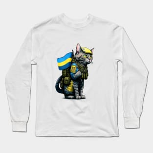 Cat Ukrainian Soldier Long Sleeve T-Shirt